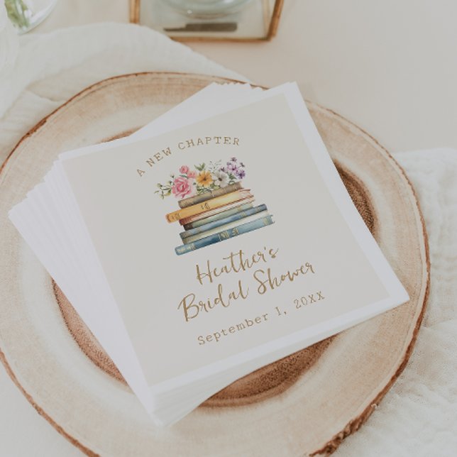 Servilleta De Papel Un nuevo capítulo de libros de flores silvestres:  (A New Chapter Wildflower Books Bridal Shower Napkins by Painted Paperie
)