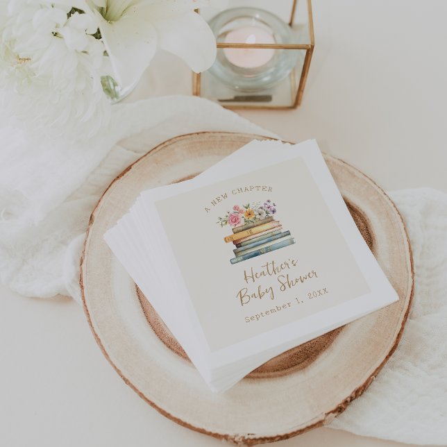 Servilleta De Papel Un Nuevo Capítulo Libros Wildflower Fiesta de Bebé (A New Chapter Wildflower Books Baby Shower Napkins by Painted Paperie
)