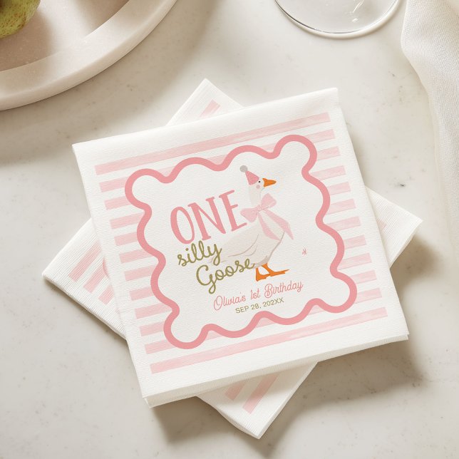 Servilleta De Papel Un Pato Tonto Lazo Rosa Cumpleaños 1er. (Subido por el creador)