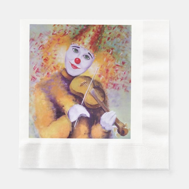 Servilleta De Papel Un payaso dulce tocando el violín (Anverso)