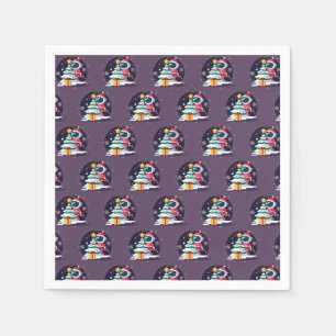 Servilleta De Papel Un pequeño astronauta decorando el árbol de Navida