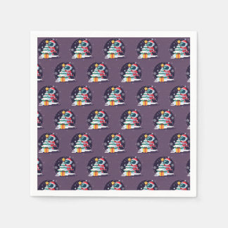 Servilleta De Papel Un pequeño astronauta decorando el árbol de Navida