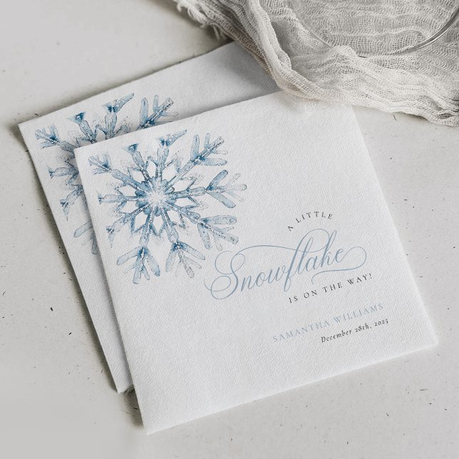 Servilleta De Papel Un pequeño Baby Shower azul de copo de nieve (Subido por el creador)