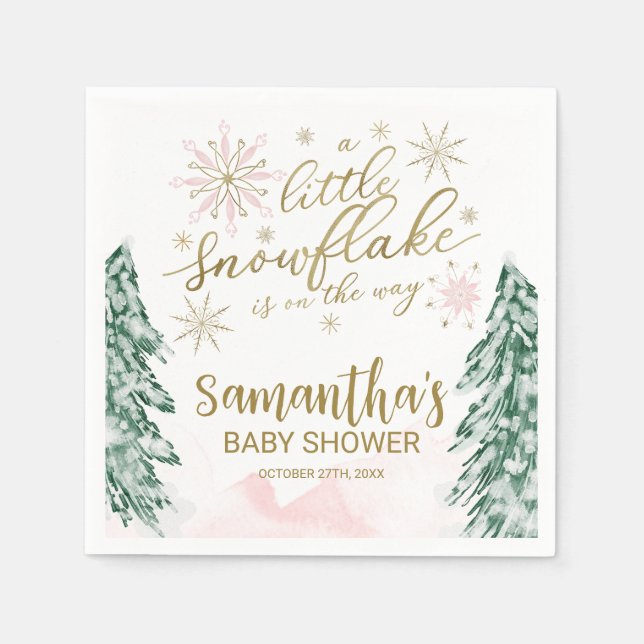 Servilleta De Papel Un pequeño Baby Shower de invierno con copos de ni (Anverso)