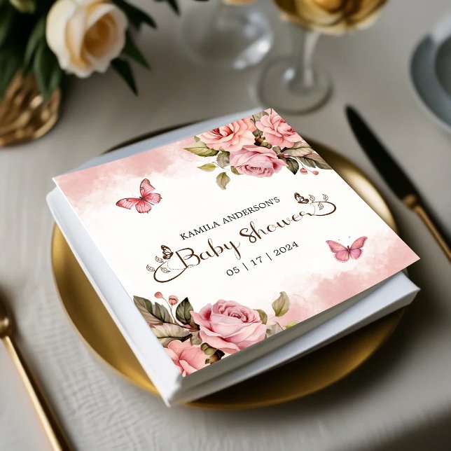 Servilleta De Papel Un pequeño Baby Shower mariposa (A Little Butterfly Baby Shower Napkins)