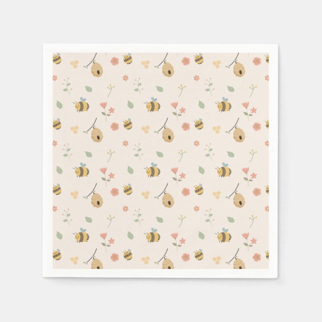 Servilleta De Papel Un pequeño bebé está en camino, bee baby ducha (Anverso)