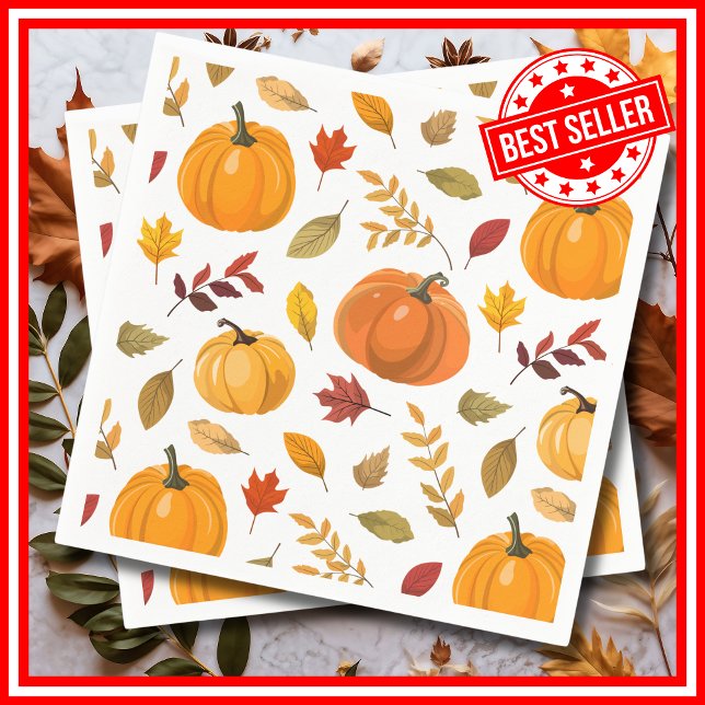 Servilleta De Papel Un pequeño calabaza cae en el otoño de Baby Shower (A Little Pumpkin is on the Way Fall Autumn Floral Baby Shower Napkins )