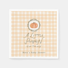 Servilleta De Papel Un pequeño calabaza Whimsical Gingham Baby Shower