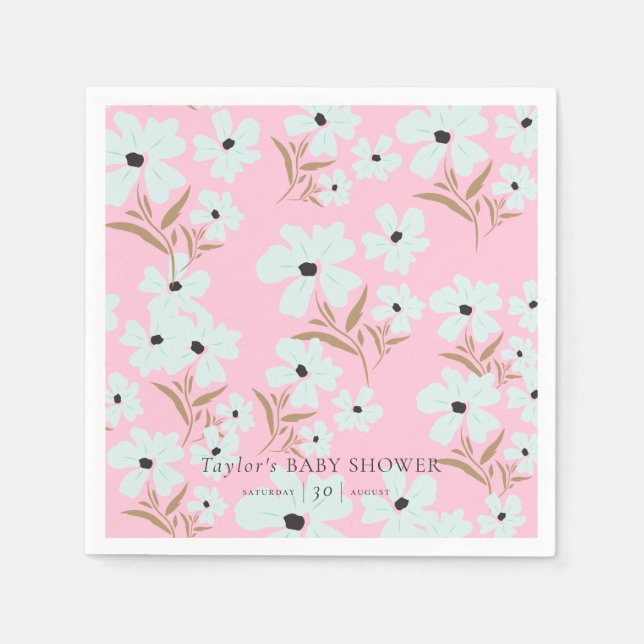 Servilleta De Papel Un pequeño Chica rosado Boho de Flores Silvestres  (Anverso)