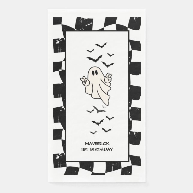 Servilleta De Papel Un pequeño Guay Boo Halloween 1er cumpleaños (Anverso)