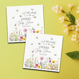 Servilleta De Papel Un pequeño mariposa con flores silvestres Baby Sho