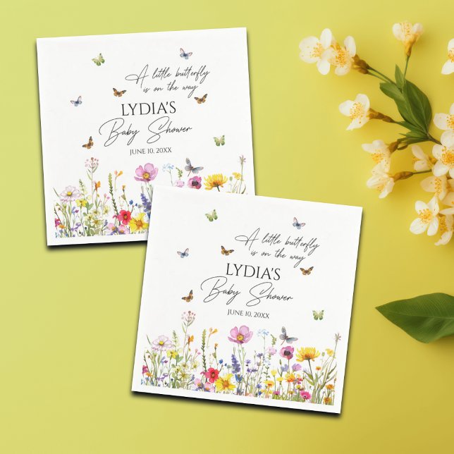 Servilleta De Papel Un pequeño mariposa con flores silvestres Baby Sho (Subido por el creador)