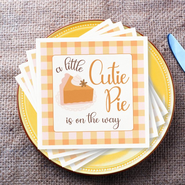 Servilleta De Papel Un pequeño muelle de Gingham cae en Baby Shower (Cutie Pie Gingham Fall Baby Shower Napkins)