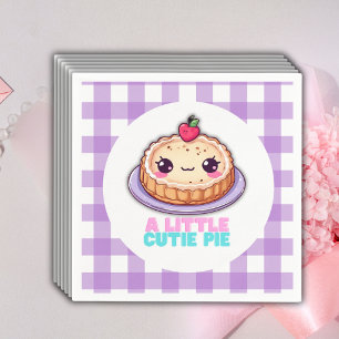 Servilleta De Papel Un pequeño pastelito Kawaii de cuadros púrpura par