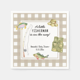 Servilleta De Papel Un pequeño pescador está en camino Baby Shower