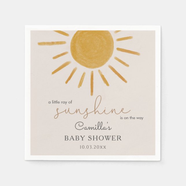 Servilleta De Papel Un Pequeño Rayo De Sunshine Boho Sun Baby Shower (Anverso)