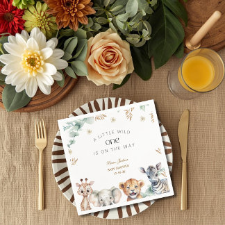 Servilleta De Papel Un pequeño safari de animales salvajes Baby shower