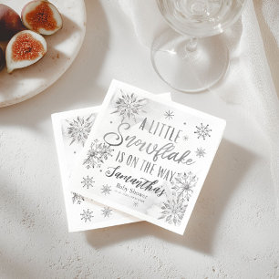 Servilleta De Papel Un Pequeño Snowflake Está En Camino De Baby Shower