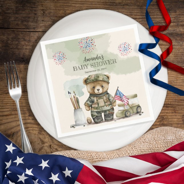 Servilleta De Papel Un pequeño soldado, Teddy Bear Baby Shower (Subido por el creador)