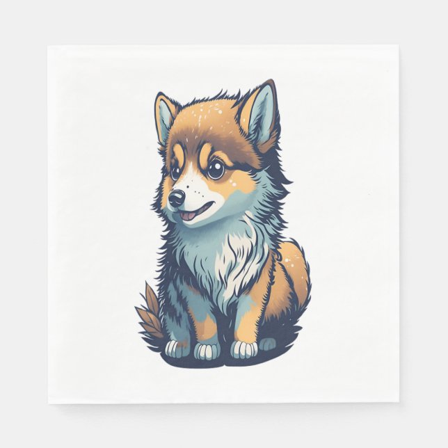 Servilleta De Papel Un pequeño y lindo cachorro (Anverso)