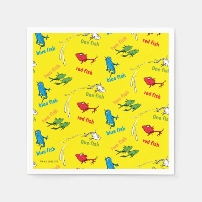 Servilleta De Papel Un pez dos peces patrón amarillo (Anverso)