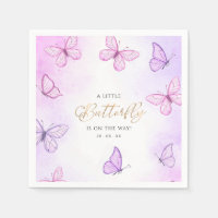 Un poco de mariposa morada y chica rosa Baby Showe