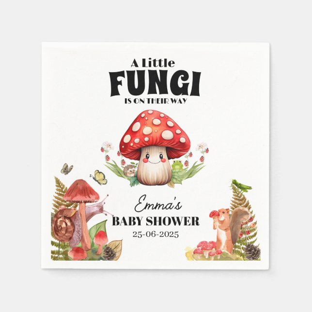 Servilleta De Papel un poco hongos hongos mariposa hongo Baby Shower (Anverso)