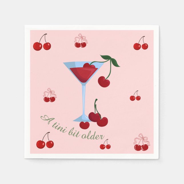 Servilleta De Papel Un Poco Más Viejo Cumpleaños Cherrytini (Anverso)