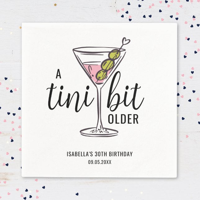 Servilleta De Papel Un Poco Más Viejo Cumpleaños Martini Dibujado a Ma (Subido por el creador)