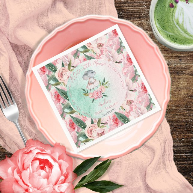 Servilleta De Papel Un ratoncito lindo está en camino Chica Baby Showe (Subido por el creador)