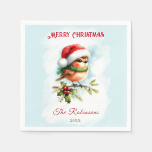 Servilleta De Papel Un Robin Aburrido En Los Navidades Clásicos De San