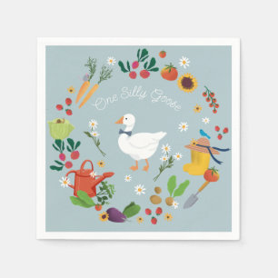 Servilleta De Papel Un tema del jardín de un granjero de una gallina a