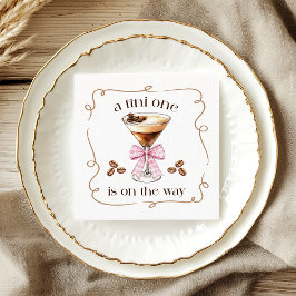 Servilleta De Papel Un Tini One Espresso Martini Lazo Rosa Baby Shower