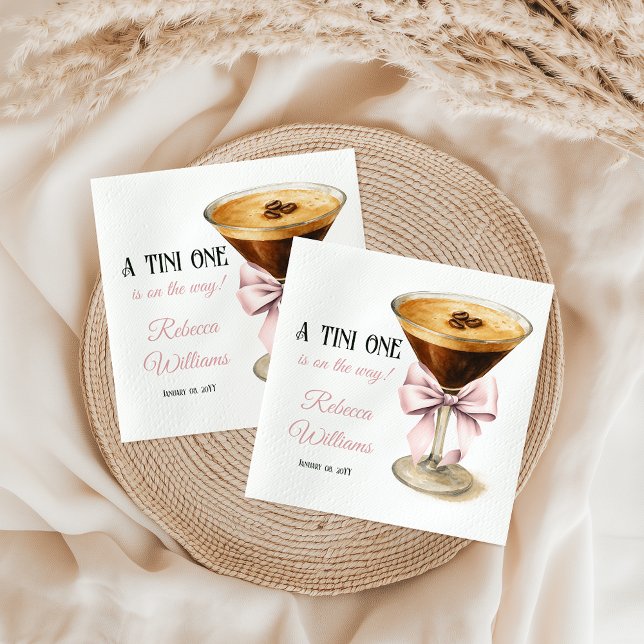 Servilleta De Papel Un Tini Un Bow Rosa Espresso Martini Baby Shower (Subido por el creador)