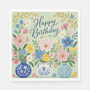 Servilleta De Papel Un trío de flores de cumpleaños