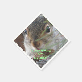 Servilleta De Papel Una ardilla muy fina con un cumpleaños feliz para