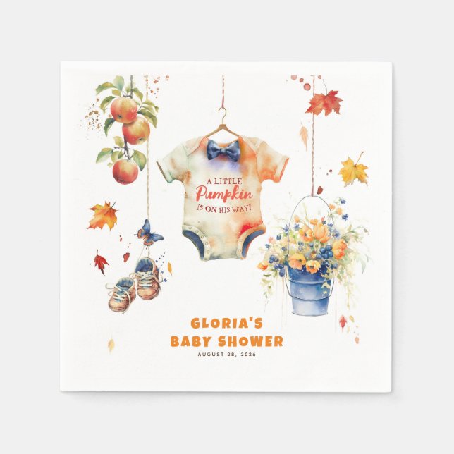 Servilleta De Papel Una Calabaza En Camino De Baby Shower (Anverso)