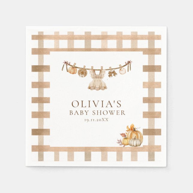 Servilleta De Papel Una Calabaza En Su Camino, Cae En Baby Shower Boho (Anverso)