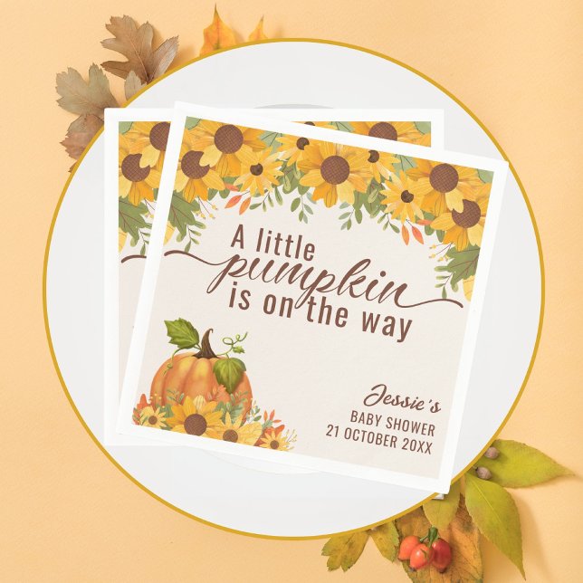 Servilleta De Papel Una Calabaza Está En Camino De Baby Shower (A little pumpkin is on the way baby shower napkins)