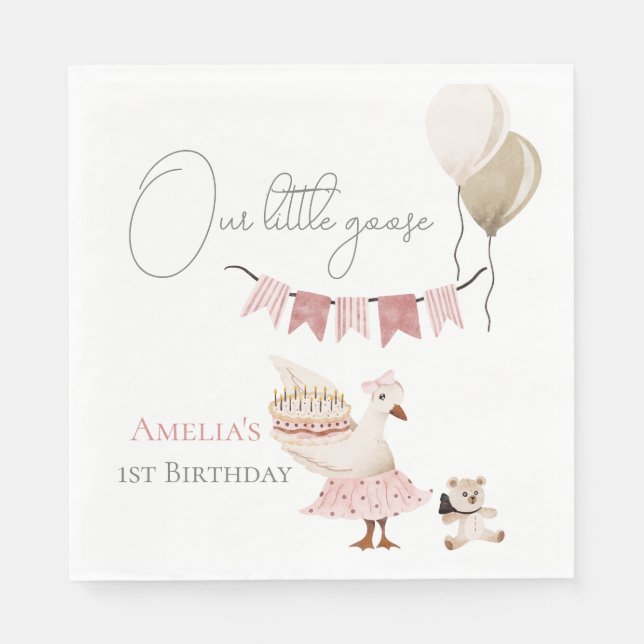 Servilleta De Papel Una cuatricromía de ganso de cumpleaños silvestre (Anverso)