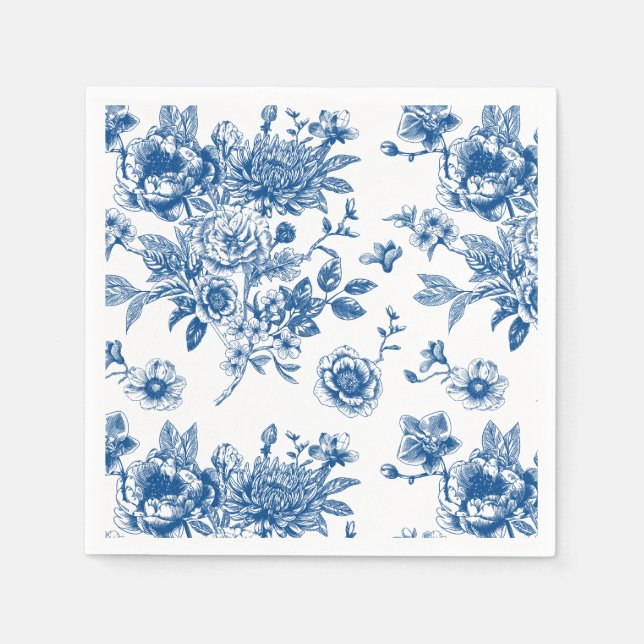 Servilleta De Papel Una ducha de novia azul chinoiserie azul (Anverso)