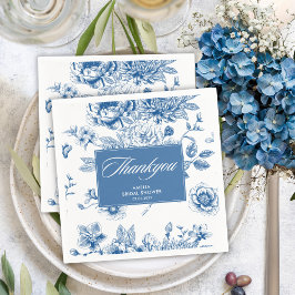 Servilleta De Papel Una ducha de novia azul chinoiserie azul
