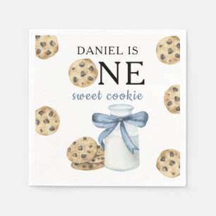 Servilleta De Papel Una Dulce Galleta y Leche Cumpleaños Primero