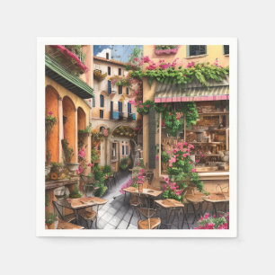 Servilleta De Papel Una escena callejera italiana Serie de diseño de e