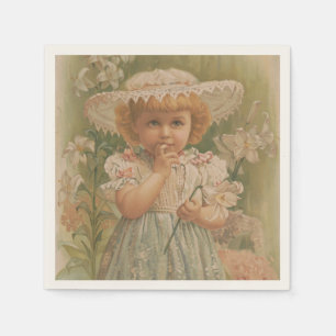 Servilleta De Papel "Una floreciente Pascua" Ilustración vintage, ca. 