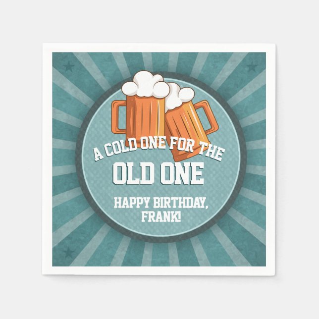 Servilleta De Papel Una Fría para el Cumpleaños del Viejo (Anverso)