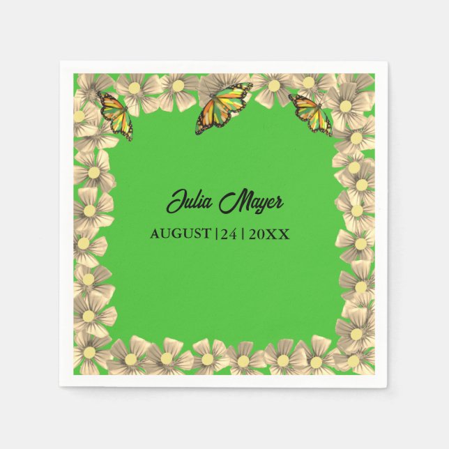 Servilleta De Papel Una Mariposa Pequeña Está En Camino Del Bebé Flora (Anverso)