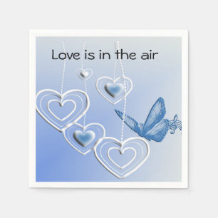 Servilleta De Papel Una mariposa y corazones