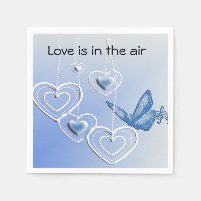 Servilleta De Papel Una mariposa y corazones (Anverso)