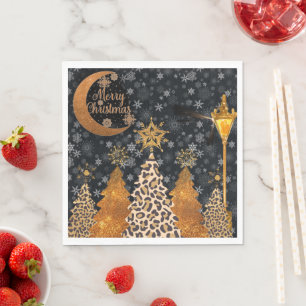 Servilleta De Papel Una Navidad Salvaje y Glamurosa de Leopardo